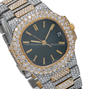 Round Shape Stainless Steel Two Tone VVS Quality Yellow Gold Trending Hip Hop Iced Out CVD Diamond Export Quality Manufacturer - Product Image 1