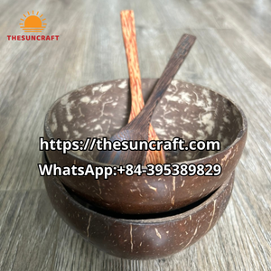 ชุดชามมะพร้าวรักษ์โลก - ชามทำมือจากธรรมชาติ น้ำหนักเบา ย่อยสลายได้ พร้อมช้อนไม้ สำหรับงานแต่งงาน บ้าน และครัว - Product Image 5