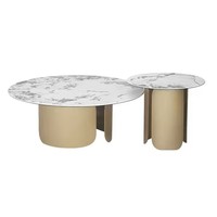 Table d'appoint de haute qualité Zagreb avec plateau en marbre et pieds en métal, mobilier d'hôtel pour salon, entrée, ferme, contemporain, fabriqué au Vietnam