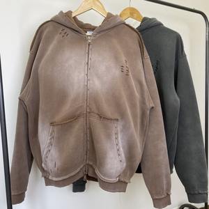 Fabricants de vêtements pour hommes en gros, sweat-shirt à capuche oversize décontracté à épaules tombantes, délavé au soleil, personnalisé - Product Image 2