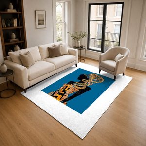 RUGS DEPOT LXDP-0469 Wholesale Blue Navy Traditional Medallion Digital Printed Machine Washable Chenille Area Rug Non <b>Slip</b> - Product Image 2