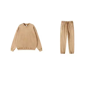 <b>Tracksuits</b> Custom Acid Wash Hoodies Set Crewneck Sweatshirt Set <b>Plain</b> <b>Tracksuit</b> for Printing Manufacturer OEM ODM Process Impex - Product Image 4