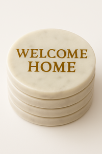 Posavasos agradecido con texto dorado en negrita sobre mármol blanco, perfecto para regalos y Decoración elegante para el hogar - Product Image 6