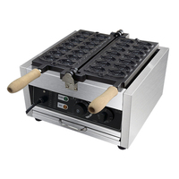 Machine à Taiyaki Électrique Commerciale Antiadhésive 14 Pièces, Gaufrier Japonais en Forme de Poisson pour Magasin de Snacks