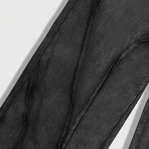 Pantalons de survêtement décontractés à jambes larges et taille mi-haute en noir délavé surdimensionné - Joggers vintage pour hommes - Product Image 5