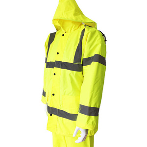 Chaqueta de lluvia reflectante de alta visibilidad Premium personalizable construcción impermeable para ropa de trabajo de fábrica Logo Hivis impermeable - Product Image 3