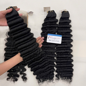 Gran Descuento en Extensiones de Cabello con Ondas Profundas, Sin Caída, Color Negro, Cabello Humano Vietnamita Virgen - Product Image 3