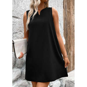 Vestido Mini de Crepé Brillante con Tirantes y Escote en V de Jane's para Mujer, con Detalles de Corte Amplio, para Uso Casual de Día y de Noche - Product Image 1