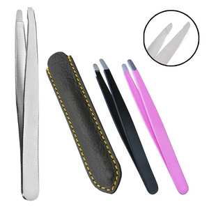 Pinzas de cejas de acero inoxidable, venta al por mayor, OEM/ODM, etiqueta privada personalizada, para cosmética - Product Image 2