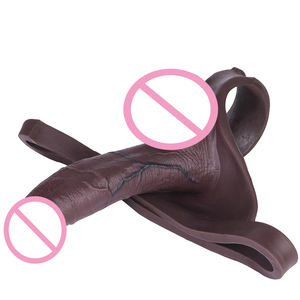 Extensor de Pene Triangular de Silicona Hueca SXXY, Pantalones Boxer con Dildo Incorporado, Negro <span class=keywords><strong>Chocolate</strong></span>, Soporte de 3 Correas para Mejora Masculina - Product Image 5