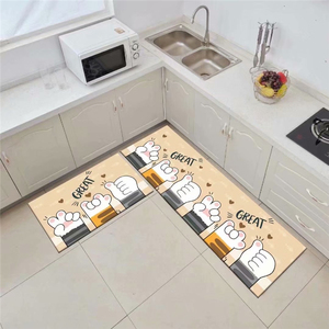 Juego de Alfombrillas de Cocina Florales Personalizables, Material de Terciopelo de Poliéster con Base Antideslizante de Puntos, Alfombrillas Lavables Acolchadas - Product Image 6