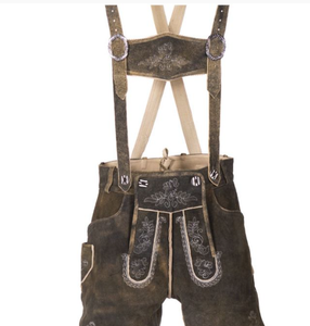 Bavarian High Quality <b>Women's</b> <b>Lederhosen</b> Short Genuine Cow Split Leather Front Embroidery Pockets Buttons - Product Image 4