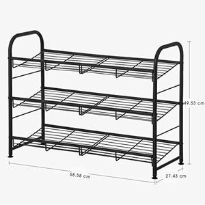 Étagère à chaussures en métal à 3 niveaux, réglable et inclinable pour entrée et porte d'entrée - Product Image 2