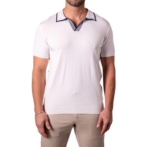 เสื้อโปโลผู้ชายทรงปกติ ผ้าถักเนื้อเรียบ สไตล์ลำลอง คอริบ แขนสั้น รับผลิตแบบ OEM ODM คุณภาพพรีเมียม ขายส่ง - Product Image 1