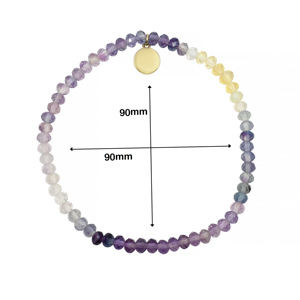 Fluorite Faceted Rondelle Stretchable Beads <b>Bracelet</b> <b>Sterling</b> <b>Silver</b> Gold Plated Customize Engraved Name <b>Charm</b> for Wedding Gift - Product Image 3