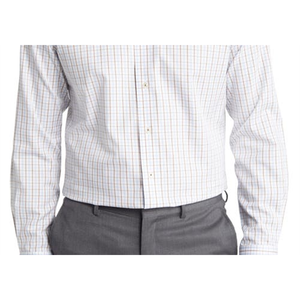 Camicia Elegante da Uomo David Donahue in Popeline di Cotone Vestibilità Slim con Colletto Button-Up in Bianco/Marrone/Blu Taglie fino a 6XL Non Necessita di Stiratura - Product Image 3