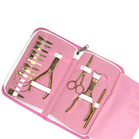 Kit d'outils pour extensions capillaires en acier inoxydable pour salon de beauté avec pinces, ciseaux, outils à boucles et ouvre-perles pour micro-anneaux et perles de liaison