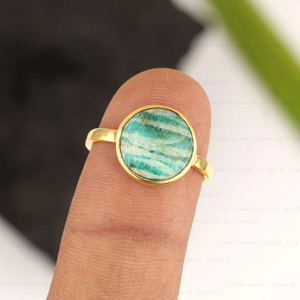 Anillo de amazonita natural personalizado de 10x10mm al por mayor, Plata de Ley 925 con chapado en oro de 18 quilates, joyería fina Eternity Vermeil - Product Image 6