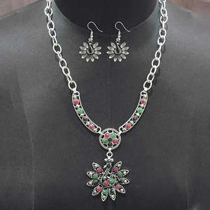 Urthn Pota Stone <b>Fine</b> <b>Jewelry</b> <b>Set</b> Peacock Design Statement Necklace - Product Image 1