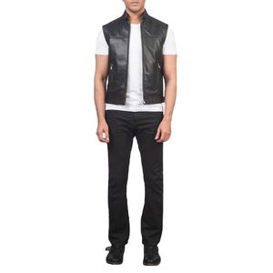 Chaleco de cuero sin mangas para hombre personalizado, chaqueta, abrigo de invierno con diseño sin cuello y logotipo de moda, accesorio de moda de gran oferta - Product Image 2