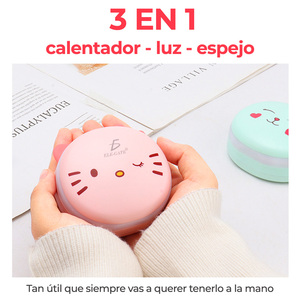 USB Rechargeable Hand Warmer with Light Ring and <b>Mirror</b> Portable <b>Plastic</b> Installation for Household Outdoor Garage Use - Product Image 2