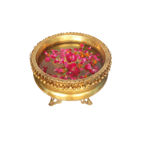 Cuenco de flores de forma redonda de la mejor calidad Urli en latón oro pulido Urli para uso en decoración de exteriores e interiores - Product Image 6