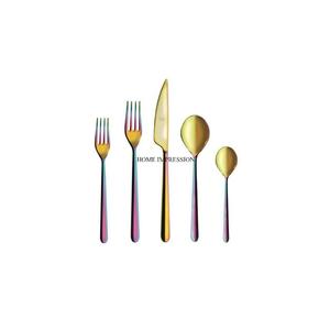 Most Fancy Unique Designer Gold Plated With Rainbow Color Enamel Finished Handles Attractive Look Dinnerware Cutlery Set Supply - Product Image 1