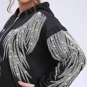 OEM Mujeres Rhinestone Hoodie Sparkly Bling Sudaderas con capucha de gran tamaño para Boutique Marca 2025 Personalizado - Product Image 4