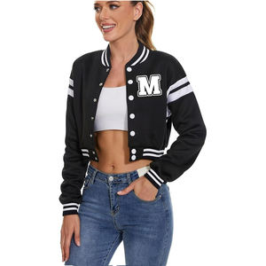 Femmes élégantes Varsity Jacket broderie personnalisée surdimensionné Letterman Bomber Jacket à la mode à la mode Streetwear vêtements en gros - Product Image 1