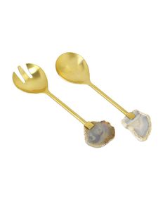 ช้อนส้อมตักสลัดด้ามทองเหลืองทำมือสำหรับใช้ในบ้านและโรงแรมเครื่องมือทำสลัด100% เครื่องครัวเสิร์ฟสลัด - Product Image 4