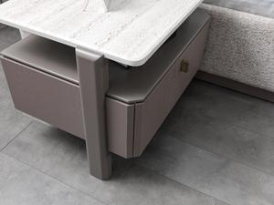 Juego de Dormitorio Moderno Tapizado con Armario de 6 Puertas, Muebles Contemporáneos para Recámara Principal con Mesitas de Noche con Cubierta de Mármol - Product Image 5