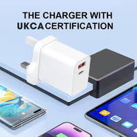 PD UKCA Certifié PD 20W Adaptateur secteur USB Type C Charge rapide Tête de chargeur mural Prise britannique pour iPhone Samsung Téléphone mobile