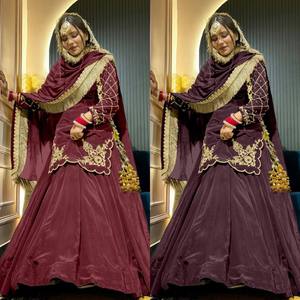 Lehenga de Seda Crepé Más Vendida para Niñas, Kurti Moderna de Manga Larga con Bordado de Múltiples Agujas para Fiestas - Product Image 4