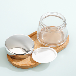 Công Suất Lớn Lọ Thủy Tinh Rộng Miệng Kem <span class=keywords><strong>Jar</strong></span> Cho Chăm Sóc Da Và Mỹ Phẩm Bao Bì Thủy Tinh Màu Trắng - Product Image 3