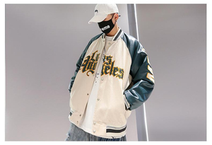 Chaqueta personalizable de invierno de talla grande 5XL para hombre, estilo universitario, Capucha ligera de cuero individual, parches de chenilla bordados a cuadros - Product Image 5