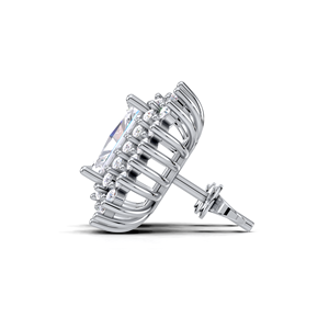 1.288CT Radiant Cut Diamond Halo Stud <b>Earrings</b> 925 <b>Solid</b> Sterling <b>Silver</b> Rhodium Plated Octagon Frame - Product Image 3