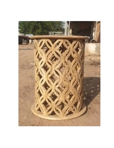 Taburete decorativo de madera de estilo moderno, mesa redonda con madera Natural pulida, producto decorativo alto, mesa de centro - Product Image 1