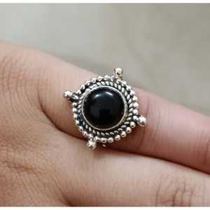 Handmade 925 Sterling Silver Women's <b>Statement</b> <b>Ring</b> Natural Black Onyx Gemstone with Boho Style Gift for Occasions - Product Image 4