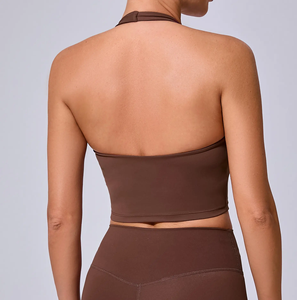 Séchage rapide licou cou Fitness gilet Yoga sport ensembles respirant serré mince dos Yoga court ensemble-acheter mince beau dos - Product Image 2