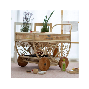 Cochecito de fibra de bambú Natural para niños, carrito de té, juguetes de ratán, casas de muñecas, directo de fábrica, superventas, nuevo Ratán - Product Image 4
