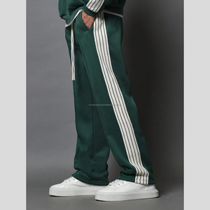 Conjunto informal de chándal de 2 piezas ODM, sudadera de corte regular con cremallera y cuello embudo, pantalones de corte recto, cinta lateral, estampado de peso pesado - Product Image 5