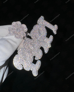 Nouveau pendentif personnalisé de luxe avec lettre PAPI, en argent sterling 925, serti de moissanite VVS, testé au diamant, pour soirée, serti à griffes - Product Image 2