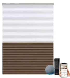 Maßgefertigte Elektrische <span class=keywords><strong>2</strong></span>-Zoll-Wabenplissees für Französische Fenster Horizontales Muster Modernes Design 100% Verdunkelungsstoff Schlicht - Product Image 2