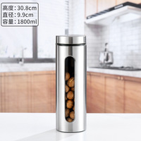 Bocaux de stockage en acier inoxydable pour la cuisine bocaux de stockage de nourriture scellés en verre visible couvercle pour condiments de thé aux grains Carton emballé