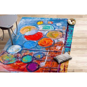 Tapis abstrait coloré : Tapis de décoration intérieure antidérapant, tapis fin non tissé - Product Image 3