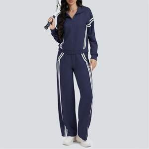 Ensemble 2 pièces pour femmes, grande taille, hiver, uni, à capuche, fermeture à cordon, léger, respirant, séchage rapide, polyester/coton, logo personnalisé - Product Image 3