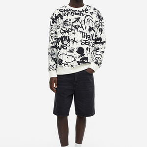 Sweat-shirt streetwear pour hommes avec logo personnalisé sweat-shirts pour hommes en tissu épais sweat-shirt à capuche unisexe sweat-shirt en coton ras du cou uni - Product Image 2