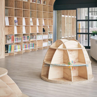 Bibliothèque murale complète en bois sur mesure Chiquitos, étagères de rangement ouvertes, design moderne robuste pour hôtel, école, supermarché