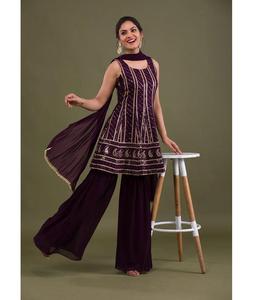 Costume Sharara en tissu viscose à imprimé abstrait moderne, dernier style de vêtements, prêt à être expédié depuis l'usine, prix abordable aujourd'hui - Product Image 1