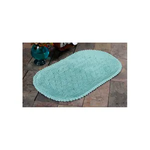 2024定制设计棉浴垫，带蕾丝防滑长方形垫，来自印度手工制作